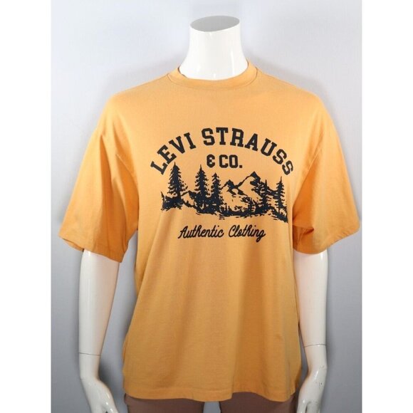 Levi's Women's XS Golden Yellow Camp Graphic T-Shirt 100% Cotton Boxy Fit Tee - Picture 1 of 8